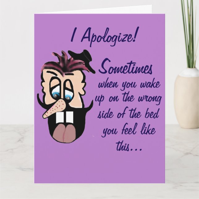 Funny Cartoon Apology  Card (Front)