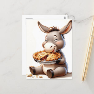 Funny Cartoon Apple Pie Donkey Postcard
