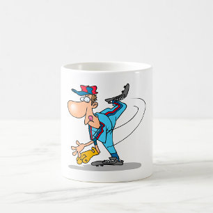 Funny Cartoon Baseball Pitcher Throwing a Fastball Coffee Mug