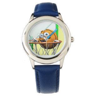 Funny Cartoon Basketball in a Hoop Watch