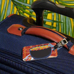 Funny Cartoon BBQ Grill with Tongs and Skewers  Luggage Tag
