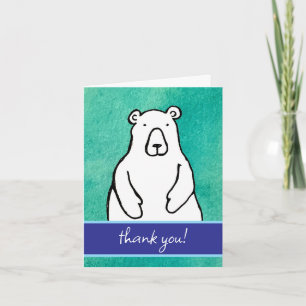 Funny Cartoon Bear Folded Thank You Note Card