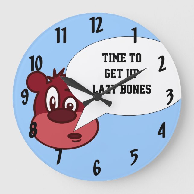 Funny cartoon bear & speech bubble large clock (Front)