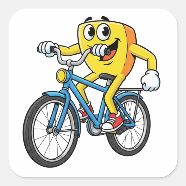 Funny Cartoon Bicycle Riding Character Sticker (Devant)
