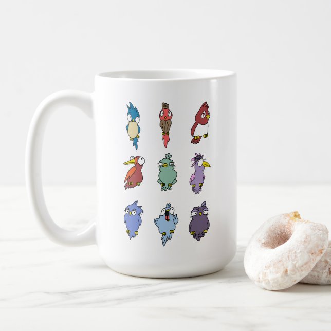 Funny Cartoon Bird Pattern Mug  (With Donut)