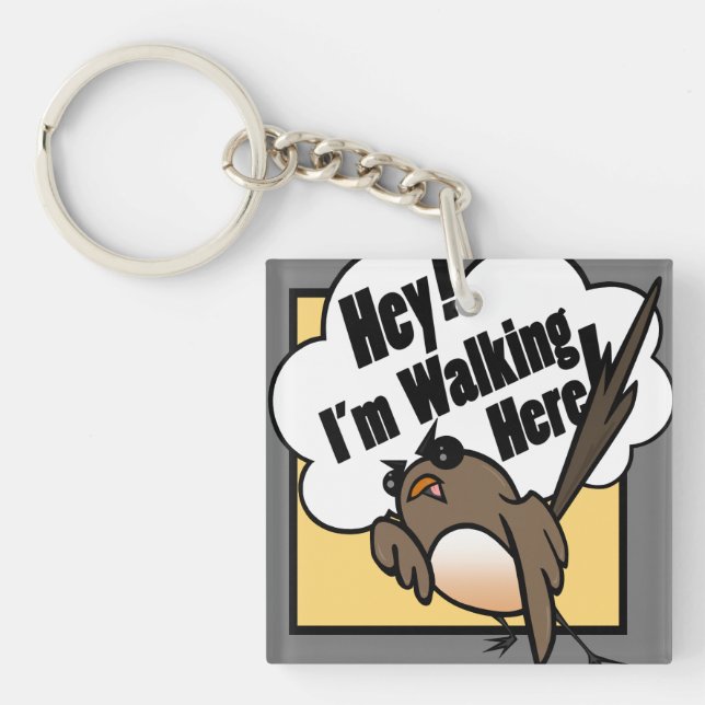 FUNNY CARTOON BIRD SQUARE KEY CHAIN (Front)