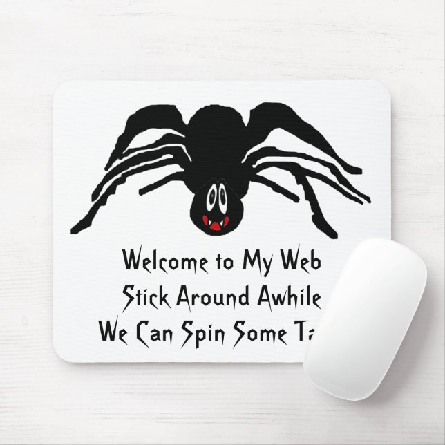 Funny Cartoon Black Spider Halloween Black Widow Mouse Pad (With Mouse)