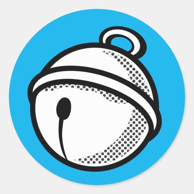 Funny Cartoon Black White Cat Bell Pop Art Classic Round Sticker (Front)