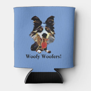 Funny Cartoon Border Collie Can Cooler