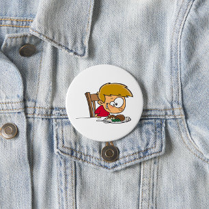 Funny Cartoon Boy Excited for Dinner 3 Inch Round Button
