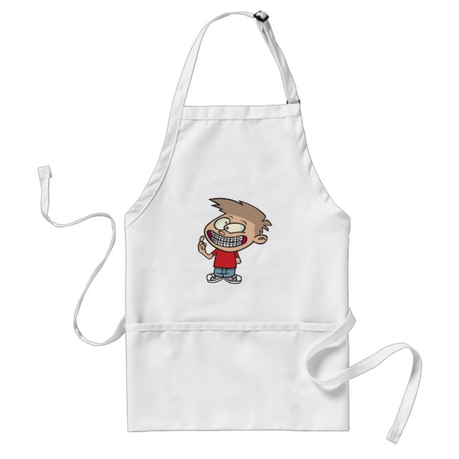 Funny Cartoon Boy with Braces Smile Standard Apron (Front)