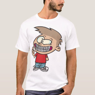 Funny Cartoon Boy with Braces Smile T-Shirt