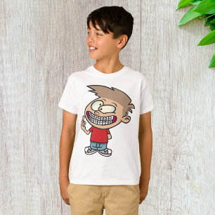 Funny Cartoon Boy with Braces Smile T-Shirt