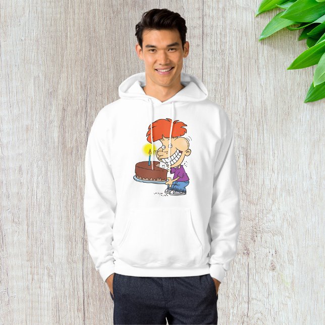 Funny Cartoon Boy with Chocolate Birthday Cake Hoodie (Creator Uploaded)