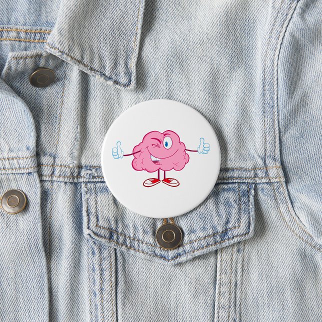 Funny Cartoon Brain Winking Character Thumbs Up 3 Inch Round Button (Creator Uploaded)