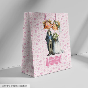 Funny cartoon bride groom gift bag