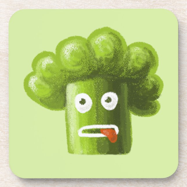 Funny Cartoon Broccoli Coaster (Front)