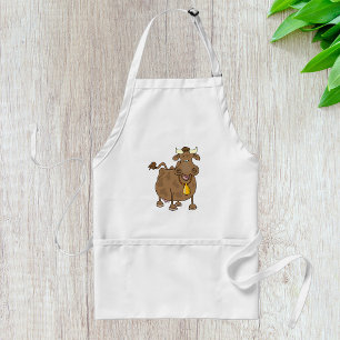 Funny Cartoon Brown Cow with Bell Farm Animal  Standard Apron