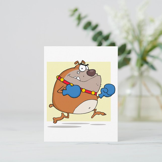 Funny Cartoon Bulldog Boxer Dog Card (Creator Uploaded)