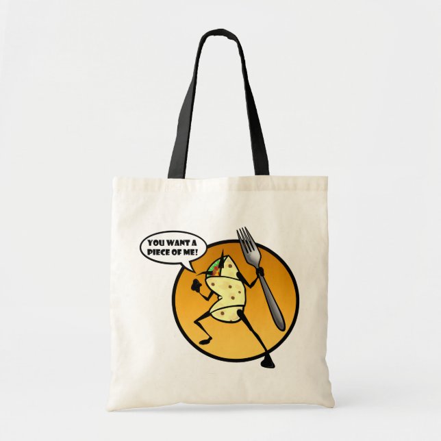 FUNNY CARTOON BURRITO GRAPHIC TOTE BAG (Front)