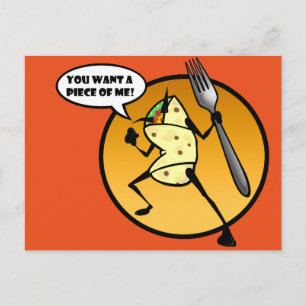 FUNNY CARTOON BURRITO POSTCARD