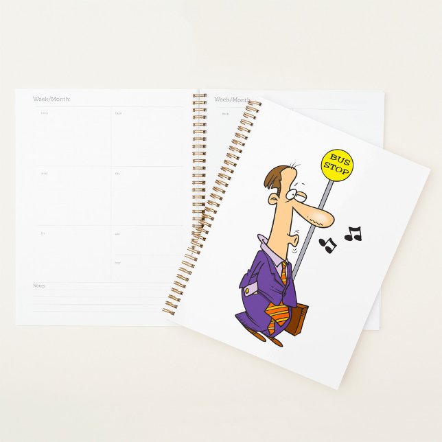 Funny Cartoon Businessman at Bus Stop  Planner (Creator Uploaded)