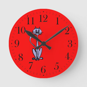 Funny Cartoon Cat Drawing Animal-lover Clock