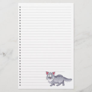 Funny Cartoon Cat  Lined Pet Stationery