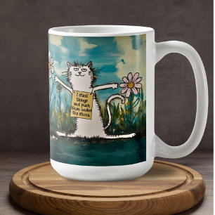 Funny Cartoon Cat Meme Shame Sign  Coffee Mug