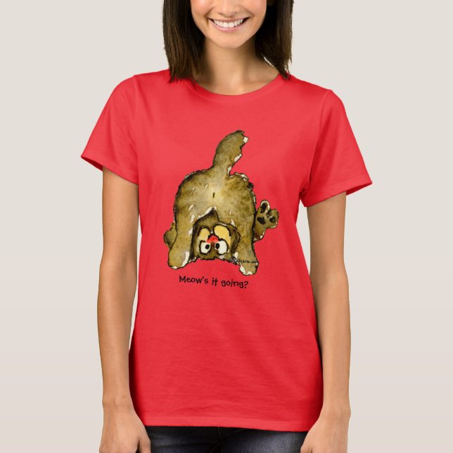 Funny Cartoon Cat Meow's it Going? Tank (Front)