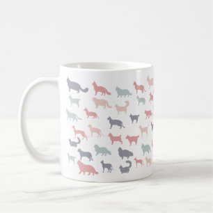 Funny cartoon cat silhouettes coffee mug