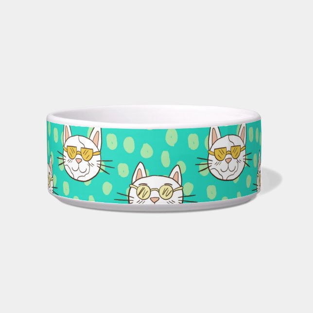 Funny Cartoon Cat Wearing Sun Glasses Bowl (Right)