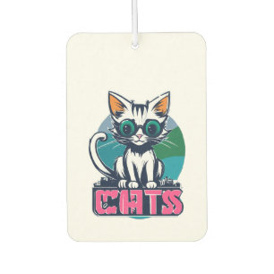 Funny Cartoon Cats Logo Vector Manga Anime Splas Air Freshener
