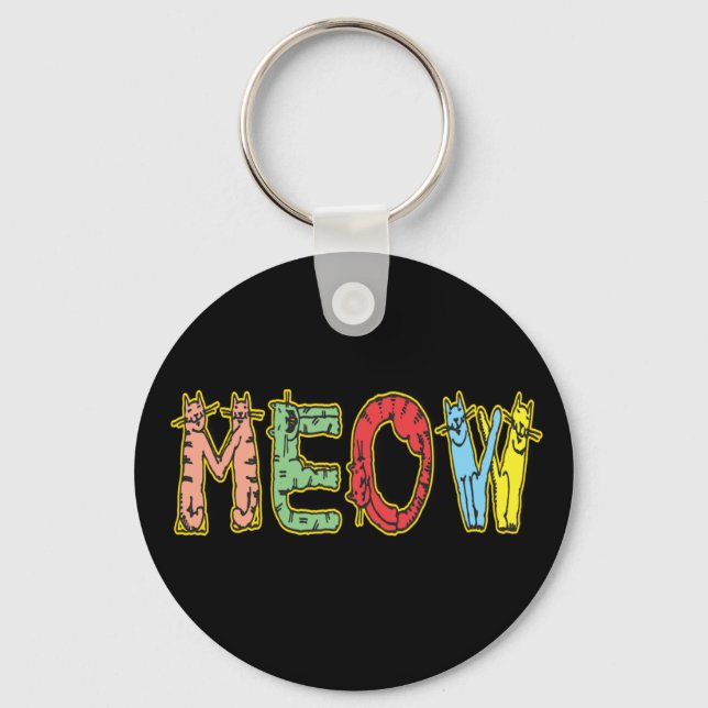 Funny Cartoon Cats Meow Keychain (Front)