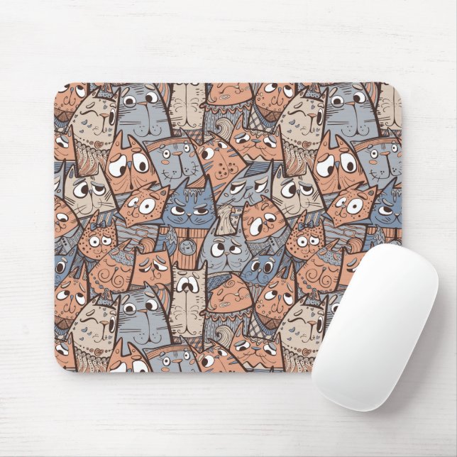 Funny Cartoon Cats Mouse Pad (With Mouse)