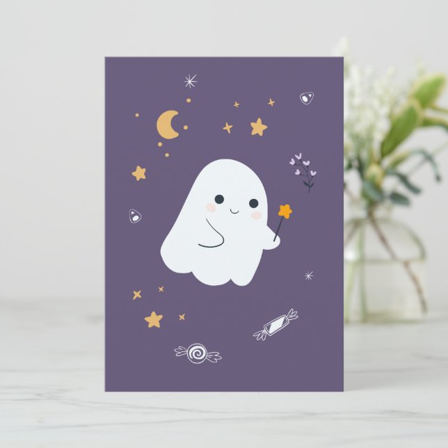 Funny cartoon cats with brooms, pumpkins and ghost (Standing Front)