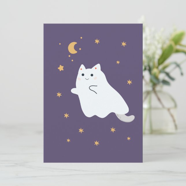 Funny cartoon cats with brooms, pumpkins and ghost (Standing Front)