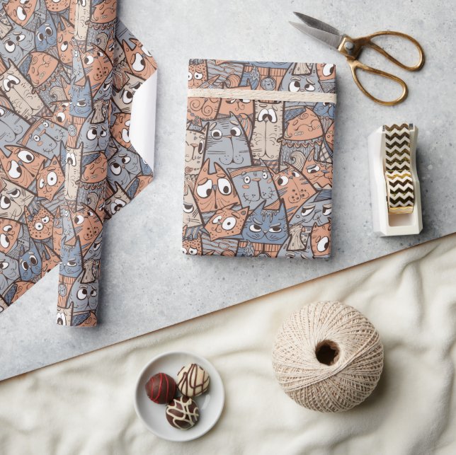 Funny Cartoon Cats Wrapping Paper (Crafts)