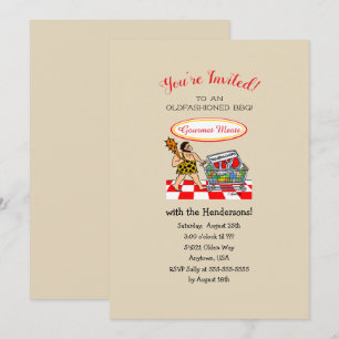 Funny Cartoon Caveman Cartoon BBQ Party Invitation
