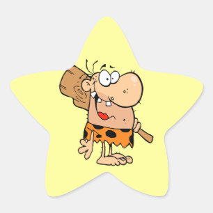 funny cartoon caveman with club star sticker