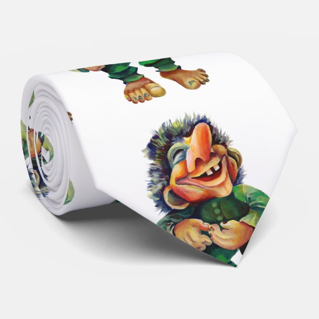 Funny Cartoon Character Troll Quirky Novelty  Tie (Rolled)