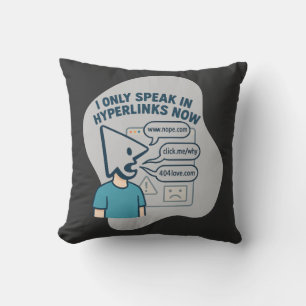 Funny cartoon character with mouse cursor head  throw pillow