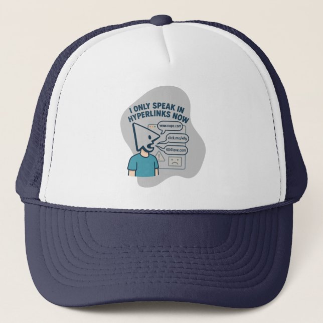 Funny cartoon character with mouse cursor head  trucker hat (Front)
