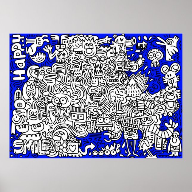 Funny cartoon characters fantasy drawing poster (Front)