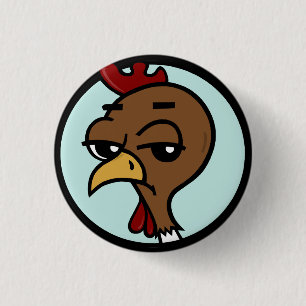 FUNNY CARTOON CHICKEN GRAPHIC ROUND BUTTON