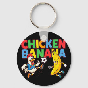 Funny Cartoon Chicken Nana Soccer Player Ll Graphi Keychain