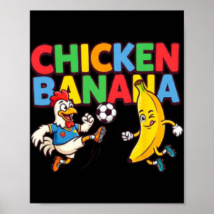 Funny Cartoon Chicken Nana Soccer Player Ll Graphi Poster