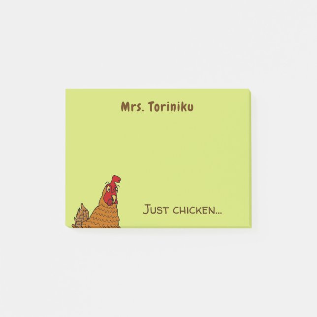 Funny Cartoon Chicken Pun Gift for Teacher Custom Post-it Notes (Front)