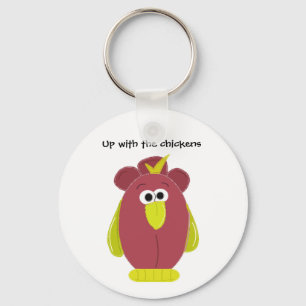 Funny Cartoon Chicken with Saying Keychain