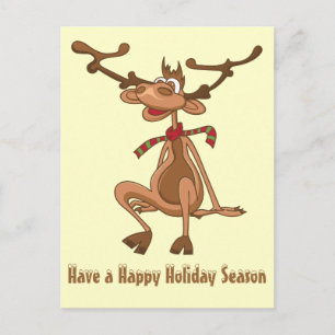 Funny Cartoon Christmas Xmas Reindeer Holiday Postcard